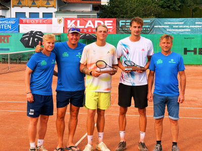 v.l.n.r.: Tobias Unterweger (ASV St. Margareten) Christian Koinig (Kassier ASV St. Margareten) Peter-Sebastian Puaschitz (Sieger Doppel) Jonas Trinker (Sieger Doppel) Mag. Manfred Nössler (Obmann ASV St. Margareten))